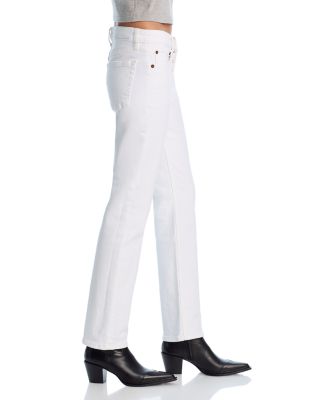 Crop Slim Straight Leg Jeans in White