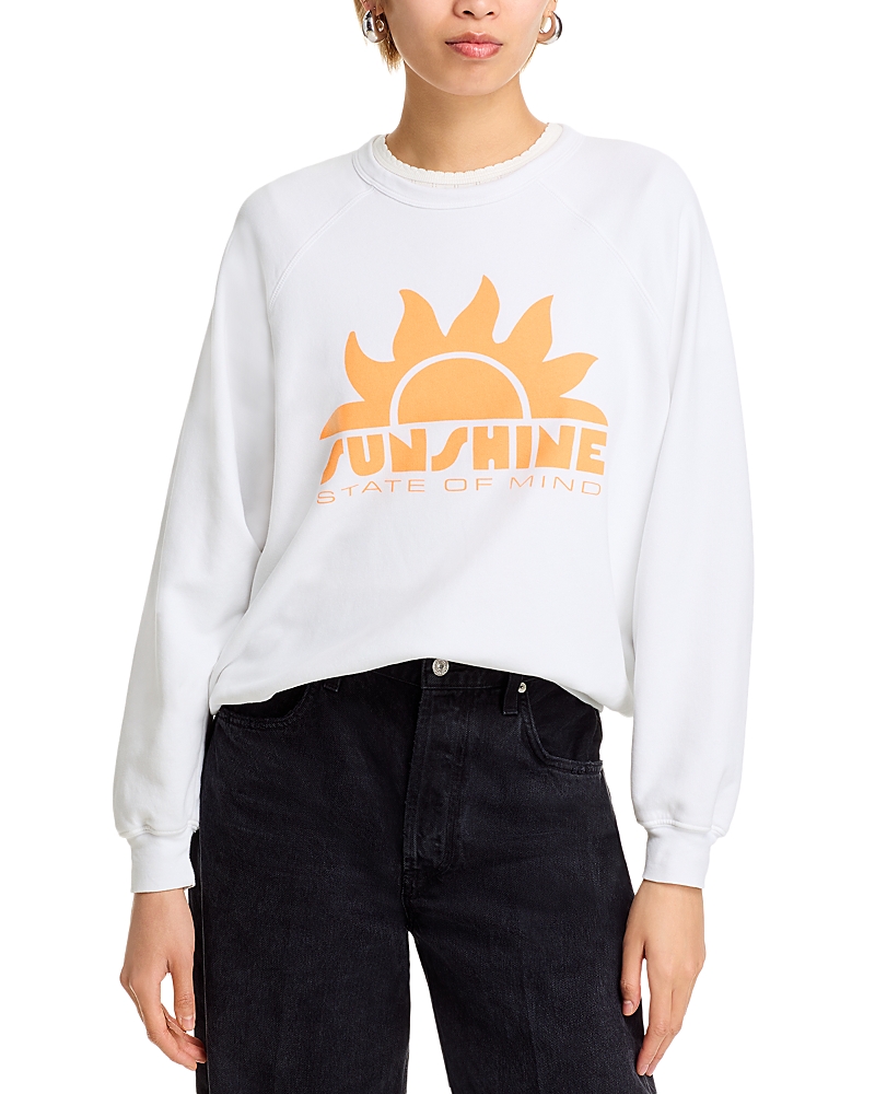Shop Mother The Biggie Message Sweatshirt - Exclusive In Bright White Sunshine Daydream