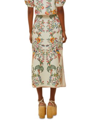 Delicate Forest Off White Linen Midi Skirt 