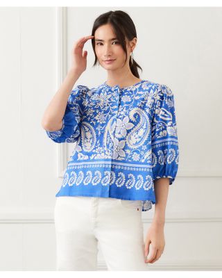 Puffed Sleeve Paisley Print Blouse