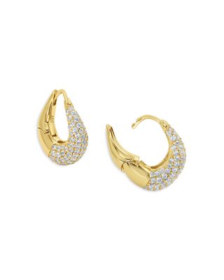 Muse Pav&eacute; Oval Hoop Earrings in 18K Gold Plated 