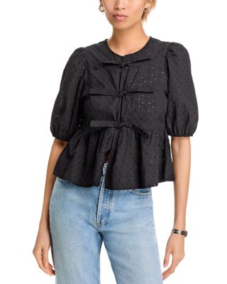 Paula Eyelet Tie Front Top
