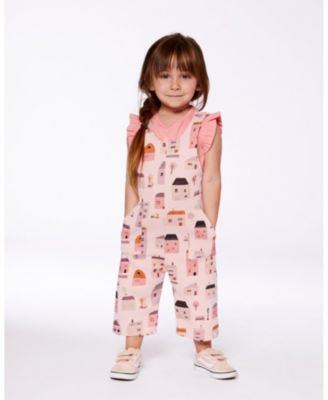 Girls' Printed French Terry Overalls - Little Kid