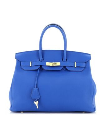 Pre-Owned HERMÈS - Birkin 35 Handbag Blue Togo with Gold Hardware