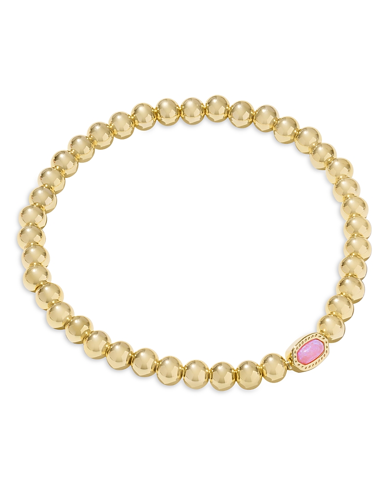 Kendra Scott Mini Elaina Beaded Stretch Bracelet In Gold/pink