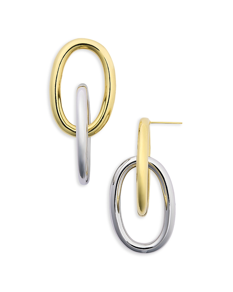 Aqua Shashi Two Tone Earrings - Exclusive In Gold