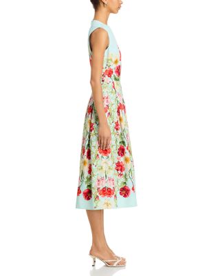 Printed Cotton Pleated Dress