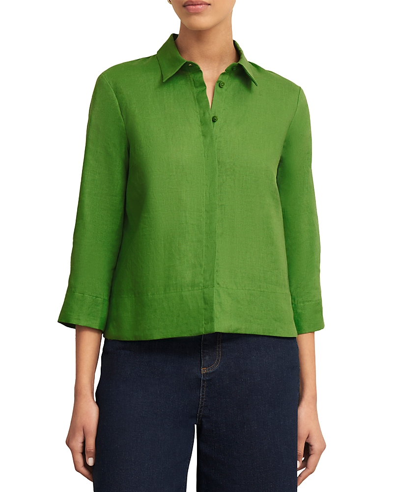 Hobbs London Nita Linen Shirt In Green
