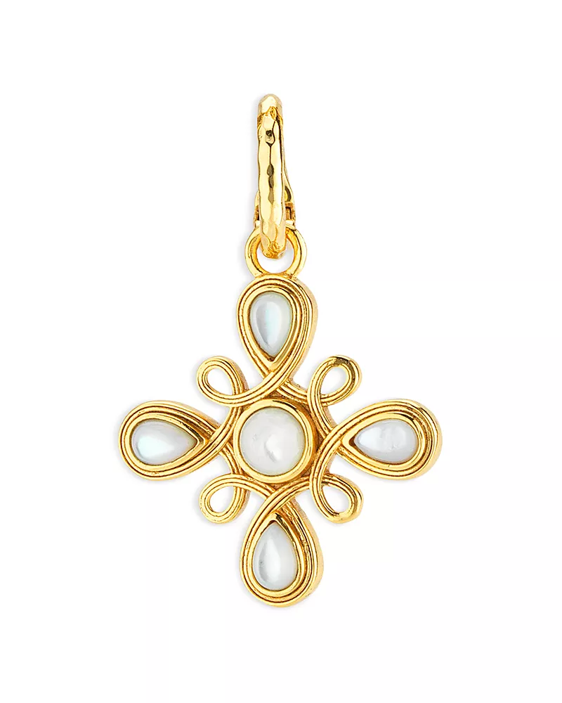 Capucine De Wulf Monique Mother Of Pearl Swirl Pendant in 18K Gold Plated