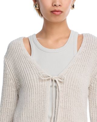 V Neck Tie Front Cardigan 
