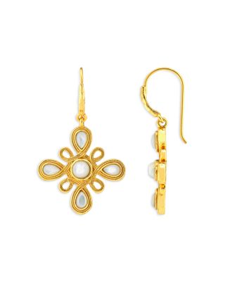 Monique Mother Of Pearl Swirl Drop Earrings in 18K Gold Plated