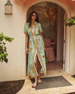 Surrealist Linen Shirt Dress