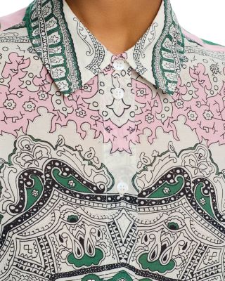 Paisley Print Button Front Shirt