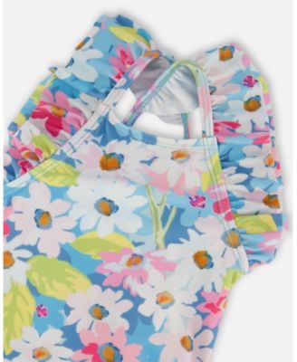 Girls' Printed One-Piece Swimsuit with Frills - Baby