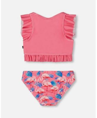Girls' Printed Two-Piece Swimsuit with Frills - Big Kid