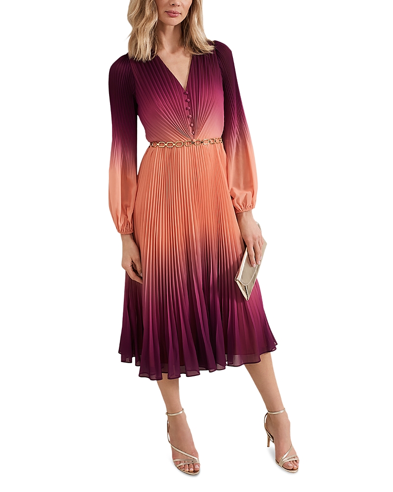 Phase Eight Mira Ombre Button Dress In Multi