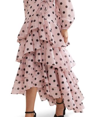 Spot Print Ruffle Dress