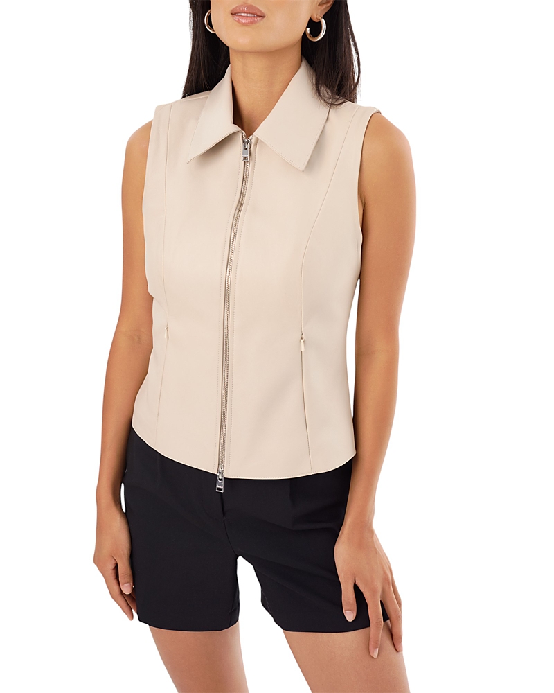 Lamarque Charlie Fitted Leather Vest In Bone