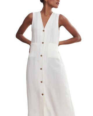 Callan Linen Button Front Midi Dress