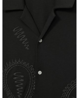 Short Sleeve Embroidered Paisley Camp Shirt