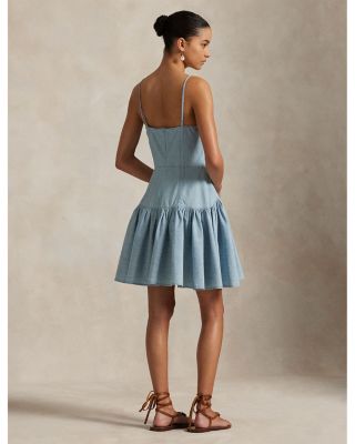 ralph lauren drop waist dress Marcela London Azura Ruched Drop Waist Cotton Blend Dress Butter Yellow UK  S/M main image 1