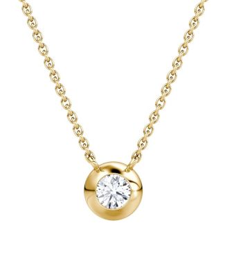 Petite Dome Solitaire Necklace in 14K Gold, 0.25ctw Round Brilliant Lab Created Diamond