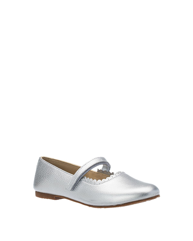 Elephantito Girl's Aria Scallop-trim Ballerina Flats, Baby/toddler/kids In Silver