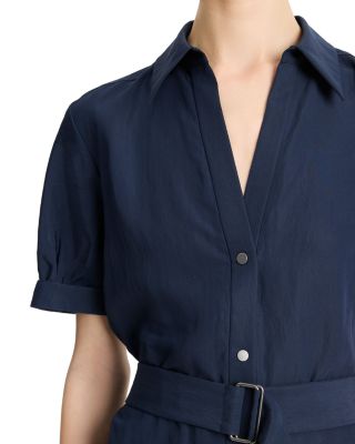 Cuffed Short Sleeved Belted Shirt Dress