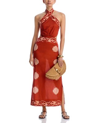 Printed Cut Out Halter Maxi Dress