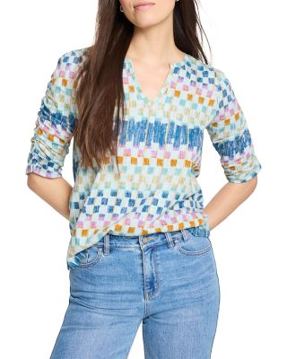 NZT BY NIC+ZOE - Painted Blocked Ruched Sleeve Top