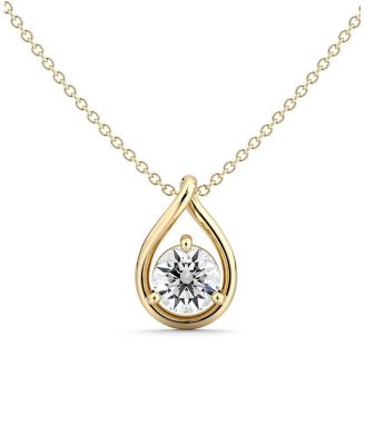  Pear Silhouette Necklace in 14K Gold 1.5ctw Round Brilliant & Pear Lab Created Diamonds