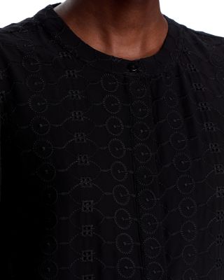 Mandarin Collar Button Front Top