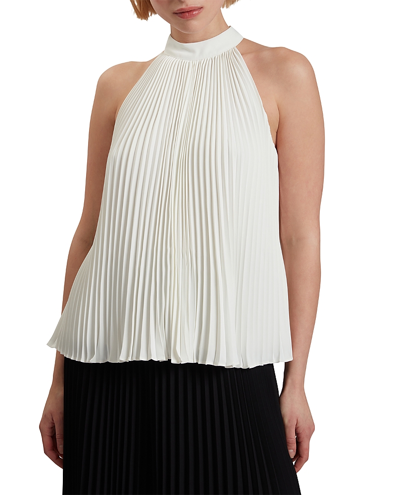 TED BAKER JAMAYA HIGH NECK SLEEVELESS PLEATED TOP