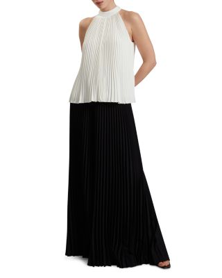 Jamaya High Neck Sleeveless Pleated Top