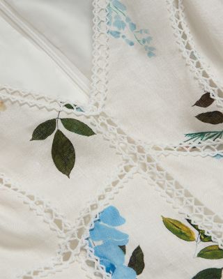 Belvida Linen Floral Lace Trim Dress