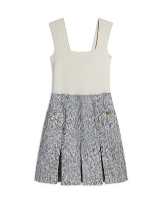 Vulpam Boucle Knit Bodice Mini Dress