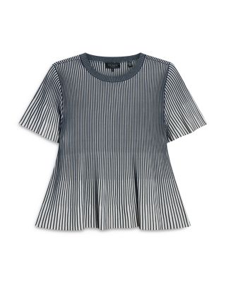 Hethrr Textured Stripe Fluted Sleeve Tee