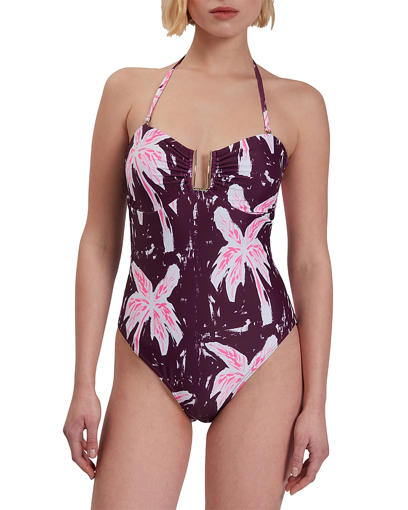 Ted Baker Tuulaa Printed U Bar One Piece Swimsuit In Gray