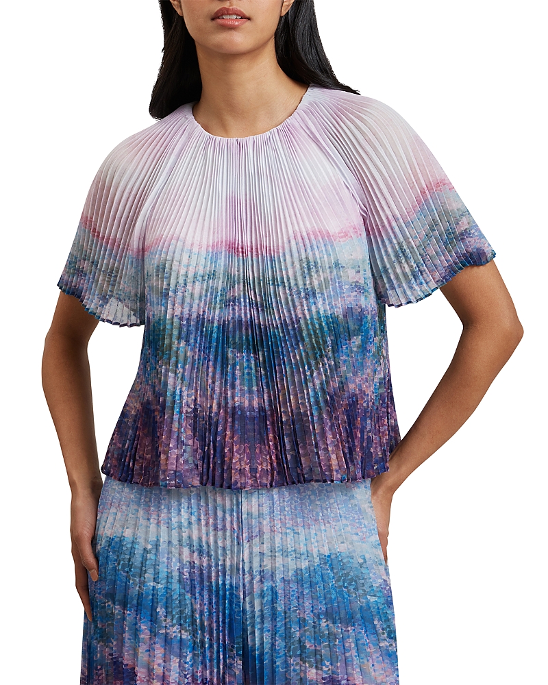 Ted Baker Aharra Pleated Short Sleeve Blouse In Mid Pink