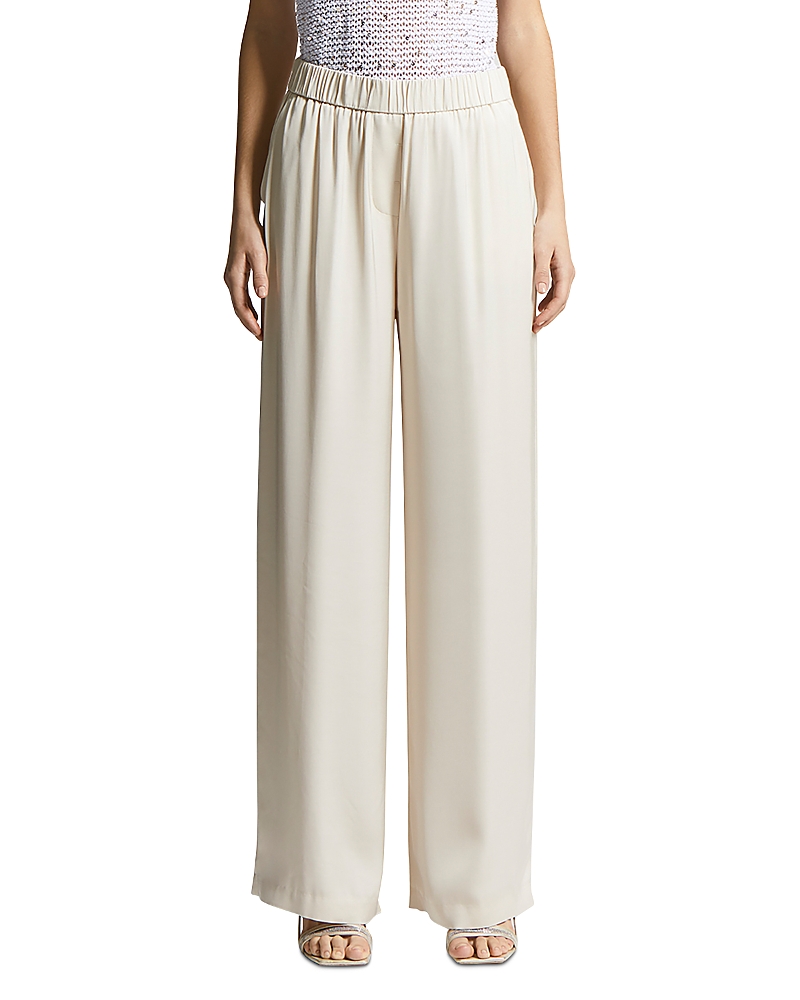 Peserico Linen Elastic Waist Relaxed Pants In Hornbeam