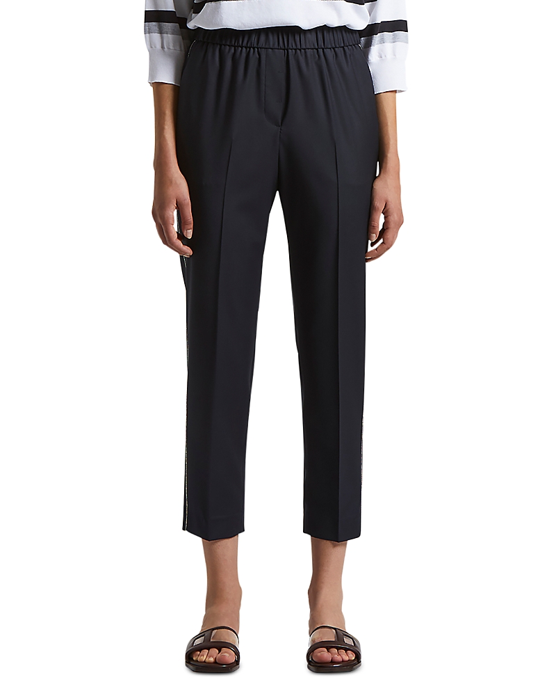 Peserico Elastic Waistband Pants In Space Blue