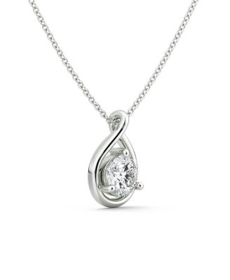  Pear Silhouette Necklace in 14K Gold 1.5ctw Round Brilliant & Pear Lab Created Diamonds
