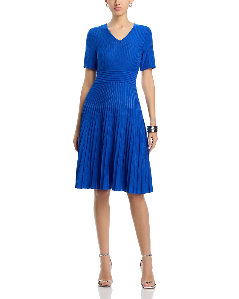 Misook Fit And Flare Ribbed Knit Dress