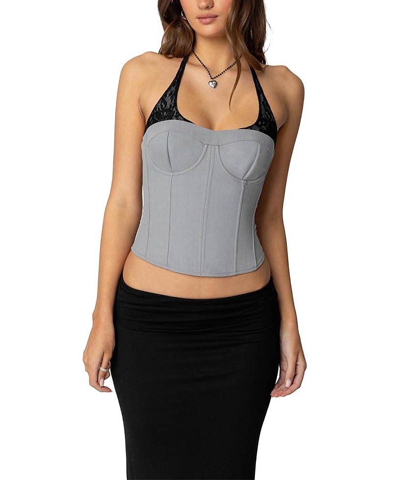 EDIKTED JARA LAYERED LACE HALTER CORSET