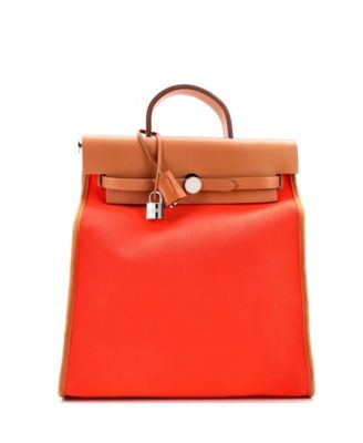 Pre-Owned HERMÈS - Herbag A Dos Zip Backpack Toile and Leather