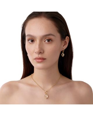 18K Yellow Gold FJ Crystal & Diamond Flower Amulet Pendant