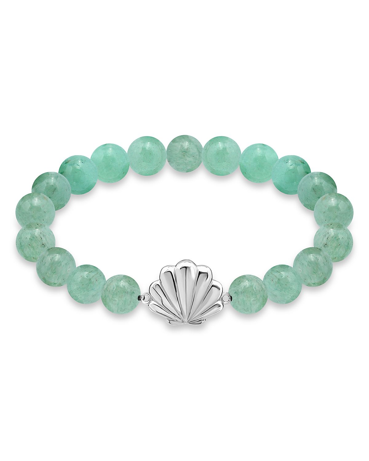 Aqua Clam Shell Charm Gemstone Beaded Stretch Bracelet