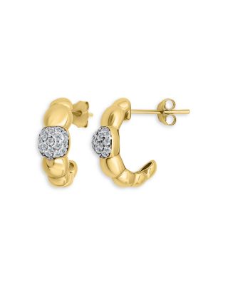 Croissant Designs Pav&eacute; Cluster Half Hoop Earrings in 18K Gold Plated Sterling Silver - Exclusive