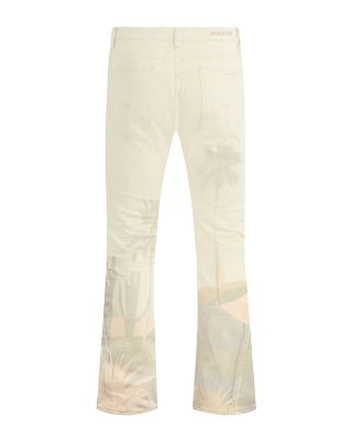 Walker Kick Flare Straight Fit Distressed Jeans in Natural Desert White