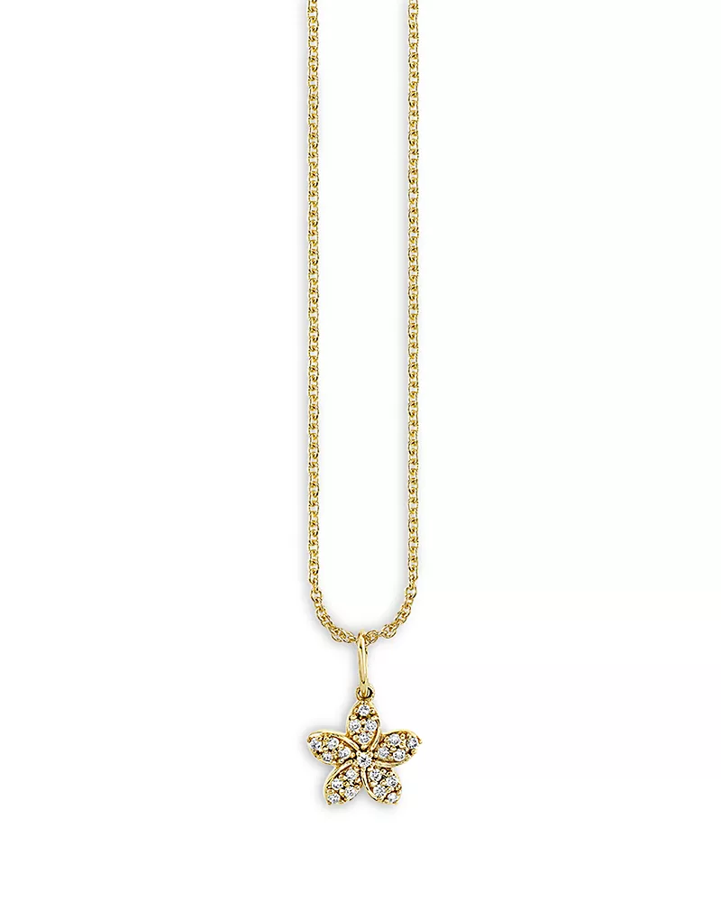 Sydney Evan 14K Yellow Gold Diamond Flower Pendant Necklace, 18